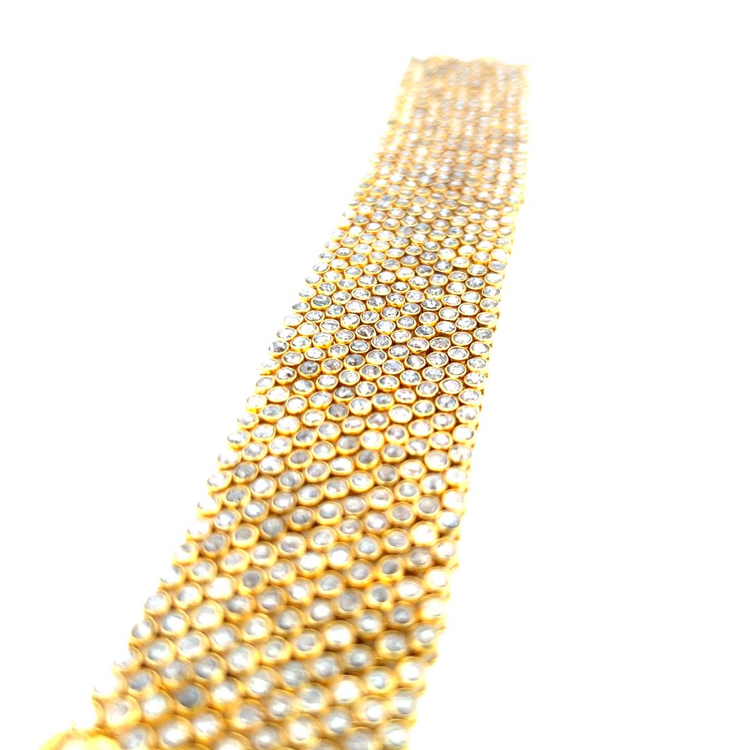 Bracelet à maillons en or jaune 22 carats avec diamants taille rose M-OP I1 de 34,08 carats en vente 2