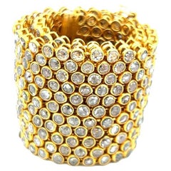34.08 Carat Rose Cut M-OP I1 Diamond 22 Karat Yellow Gold Link Bracelet