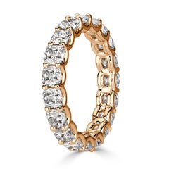 3.40ct Cushion Cut Diamond Eternity Band in 18k Champagne Yellow Gold