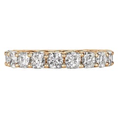 3.40ct Cushion Cut Diamond Eternity Band in 18k Champagne Yellow Gold