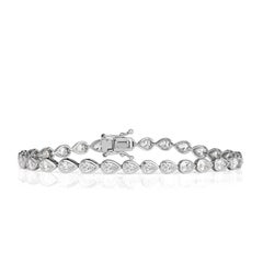 3.40ct Pear Shaped Diamond Bezel Set Tennis Bracelet