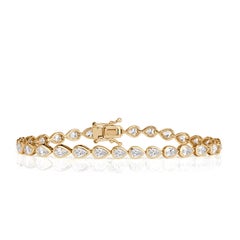 3.40ct Pear Shaped Diamond Bezel Set Tennis Bracelet