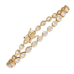 3.40ct Pear Shaped Diamond Bezel Set Tennis Bracelet