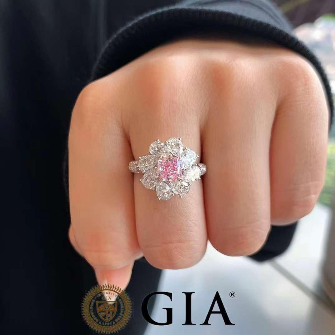For Sale:  3.40ct Pink & White Diamond Ring – GIA Certified 6