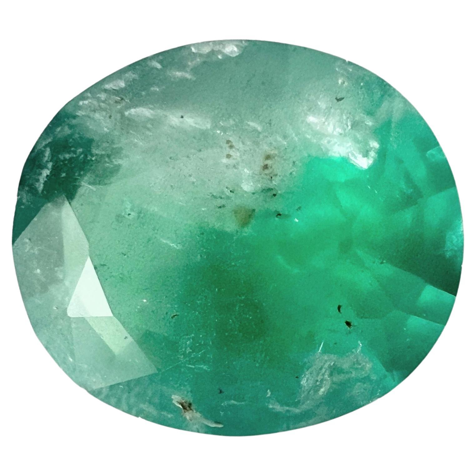 3.40ct Round Non-oiled Emerald Gemstone In New Condition For Sale In Lanham, MD