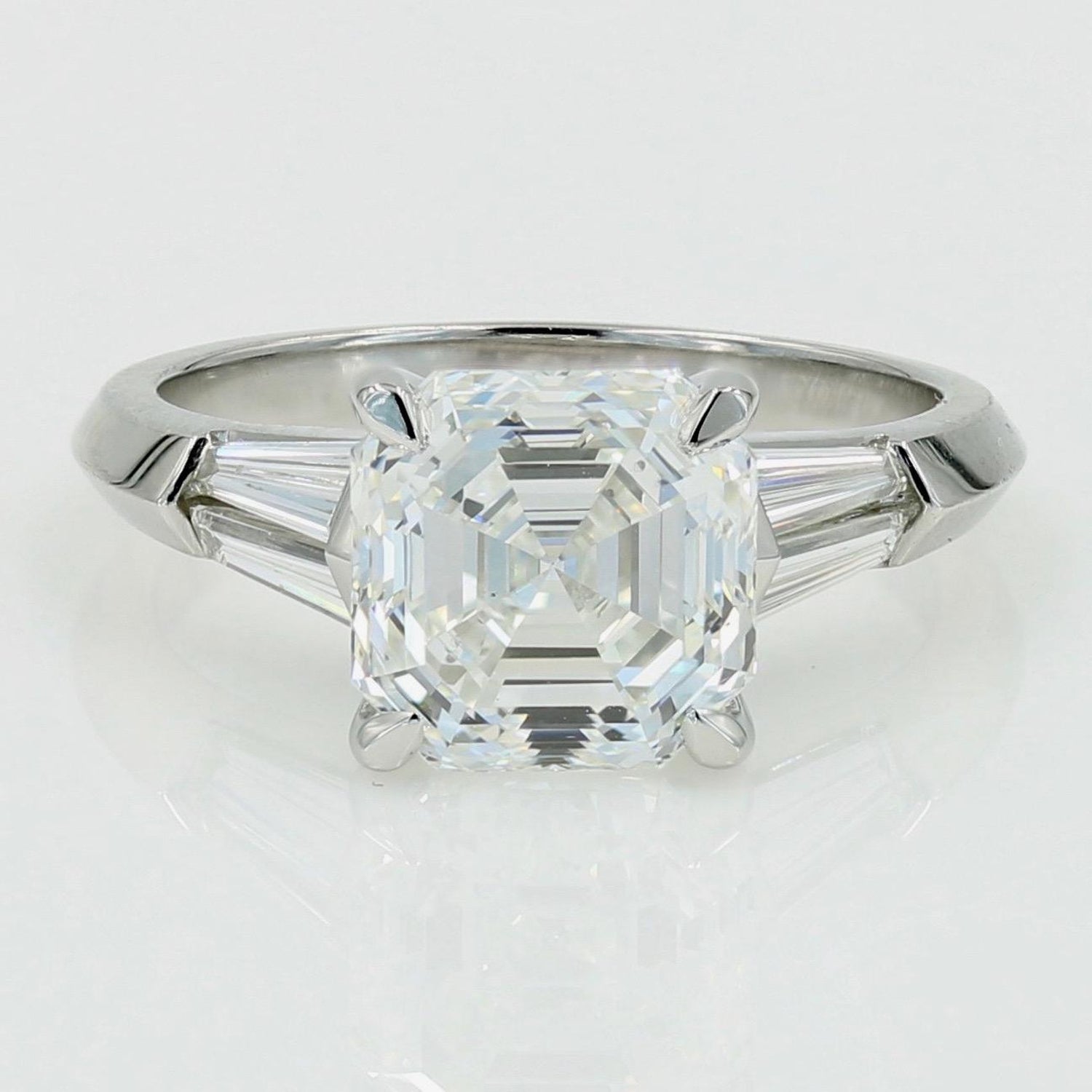 3 40 Carat Asscher Cut Diamond Ring With 4 Baguette Cut Diamonds