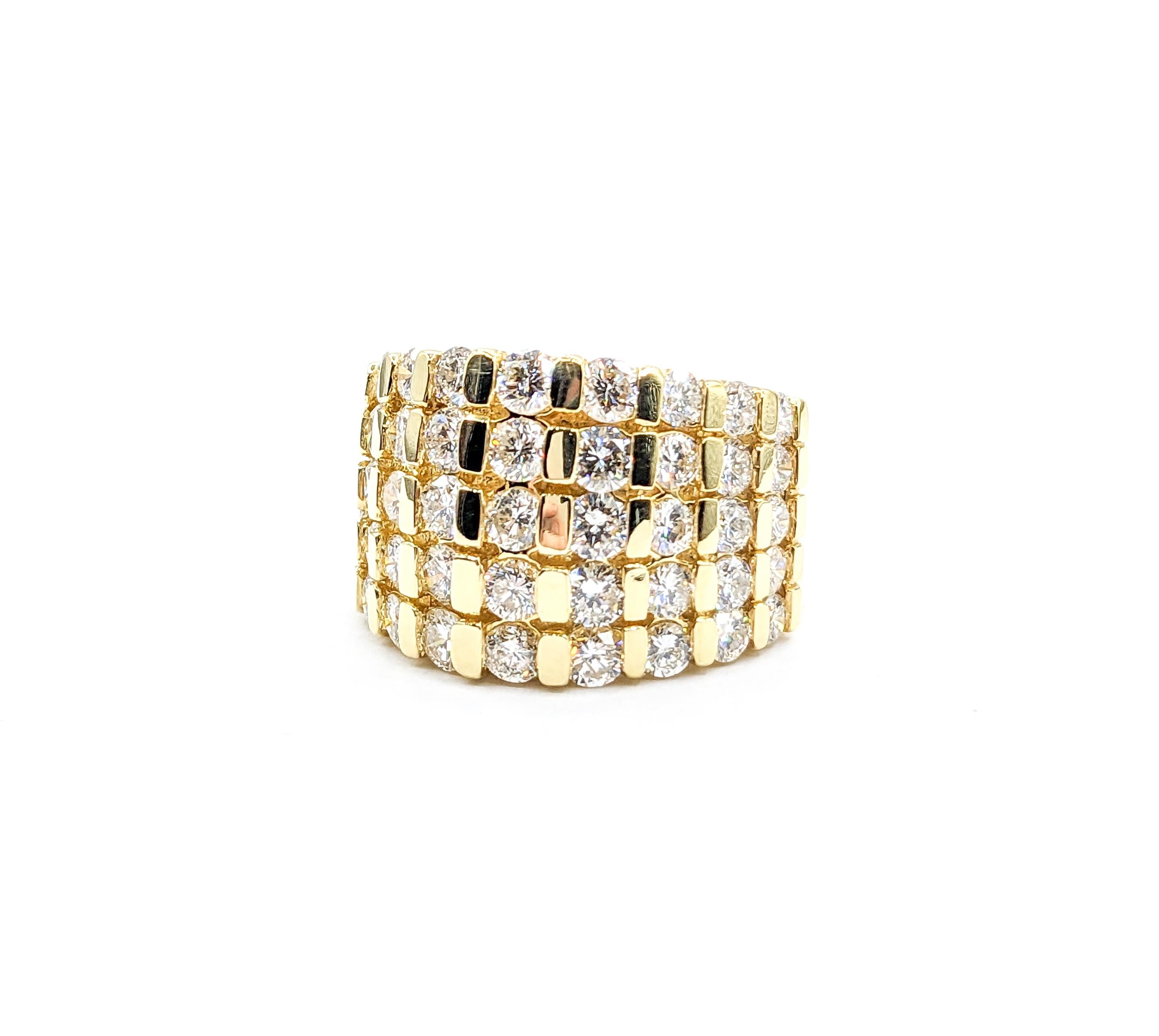 3.40ctw Diamond 9-Row Ring In Yellow Gold For Sale 4