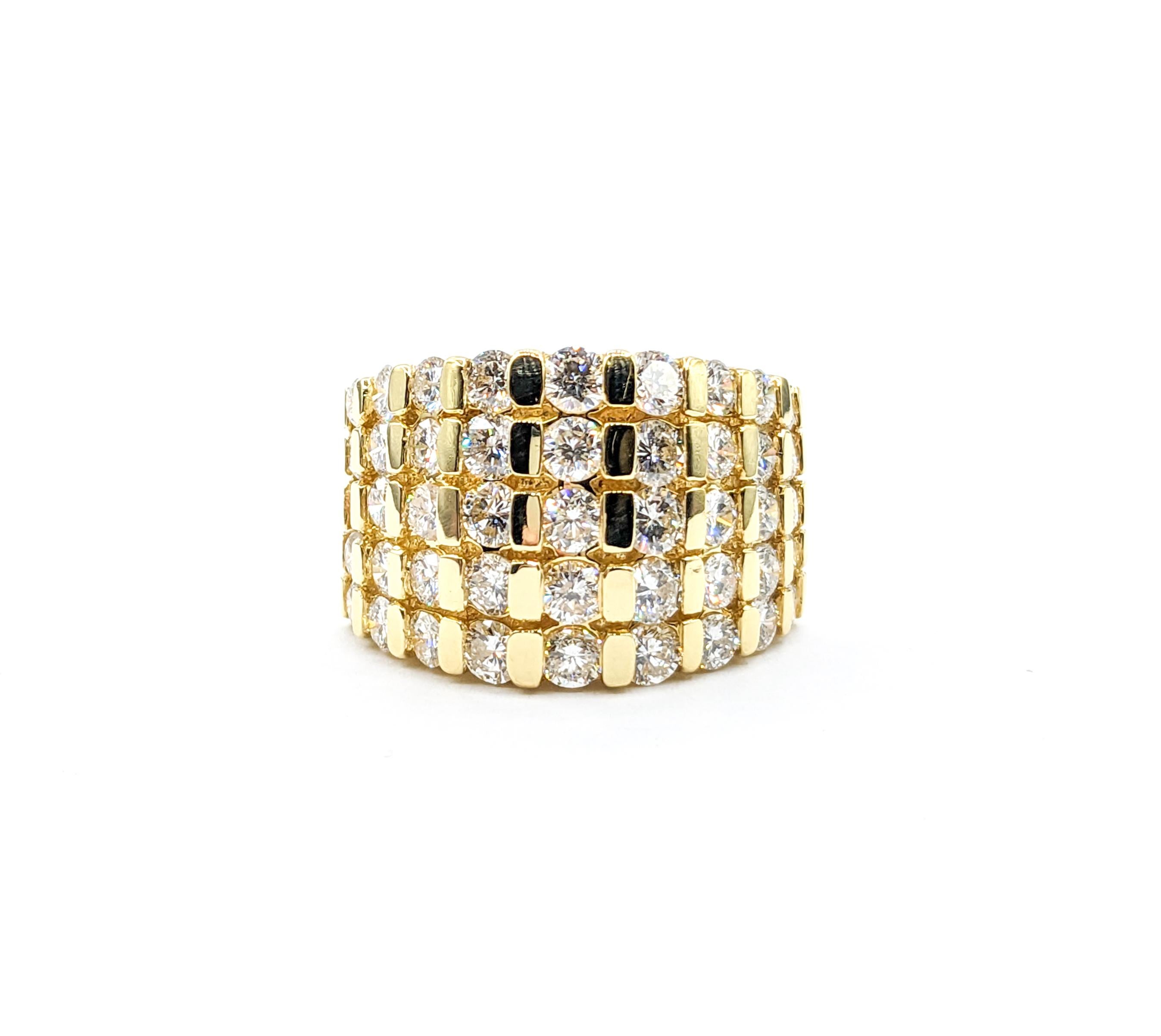 3.40ctw Diamond 9-Row Ring In Yellow Gold For Sale 5