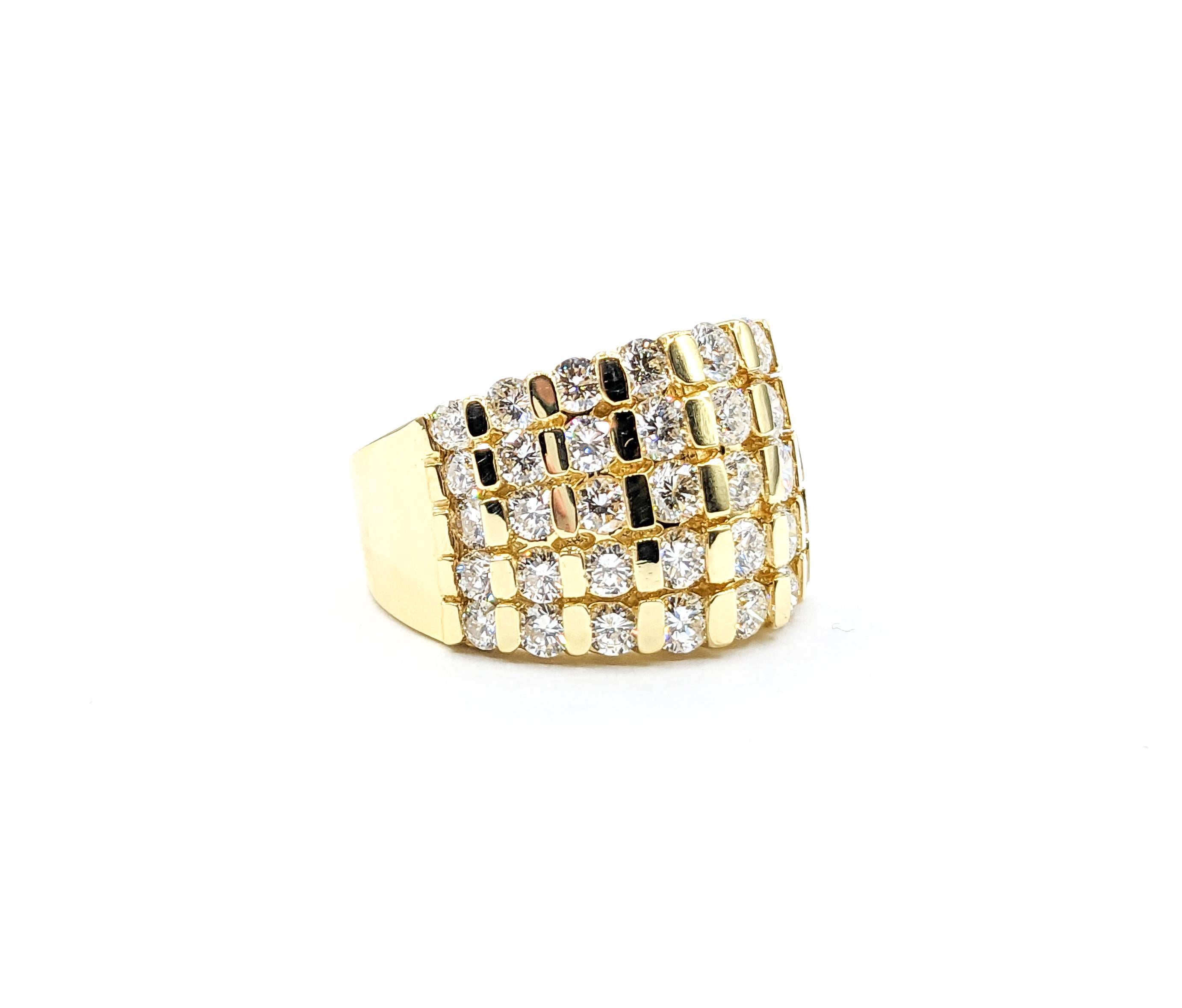3.40ctw Diamond 9-Row Ring In Yellow Gold For Sale 2