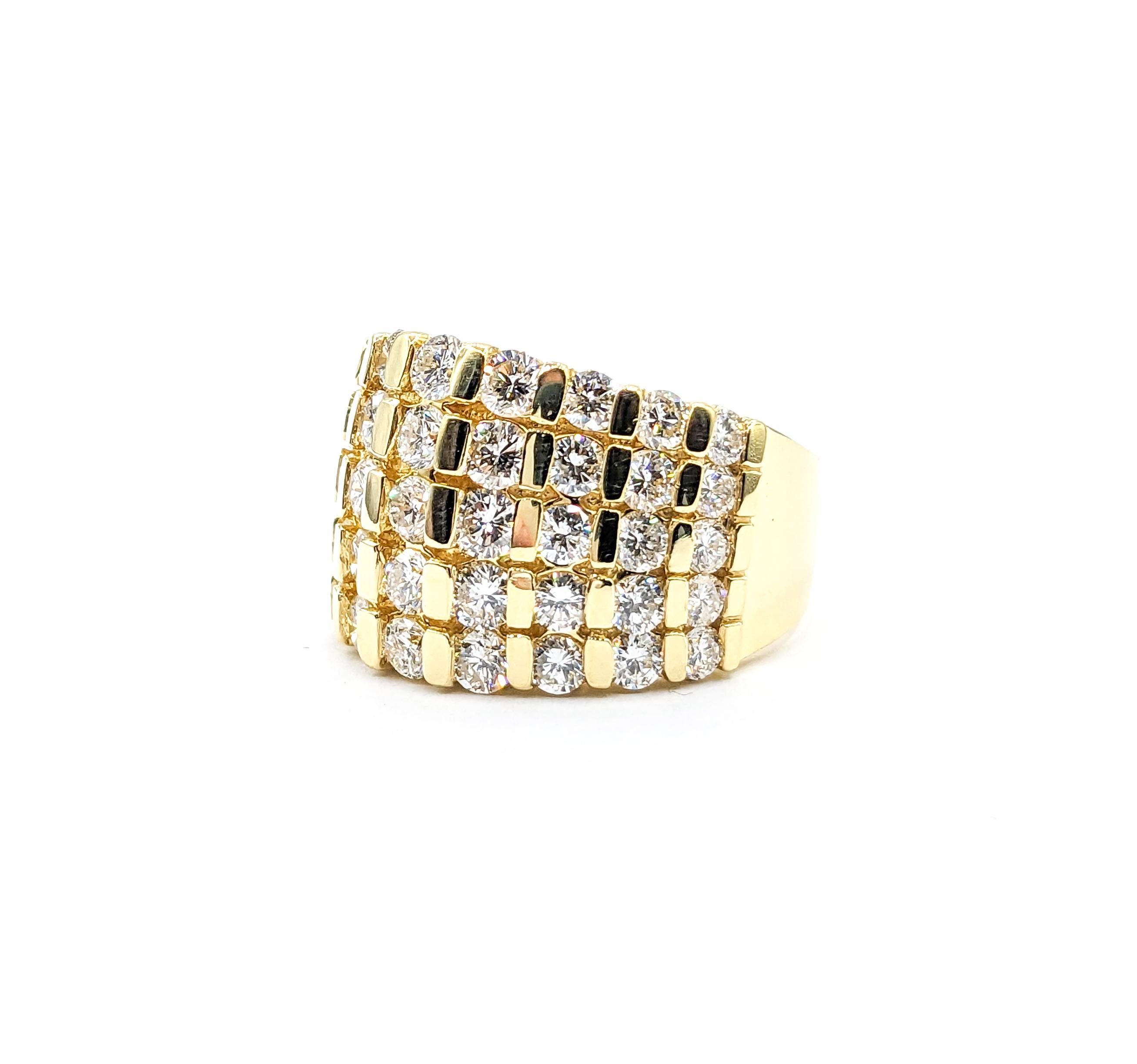 3.40ctw Diamond 9-Row Ring In Yellow Gold For Sale 3