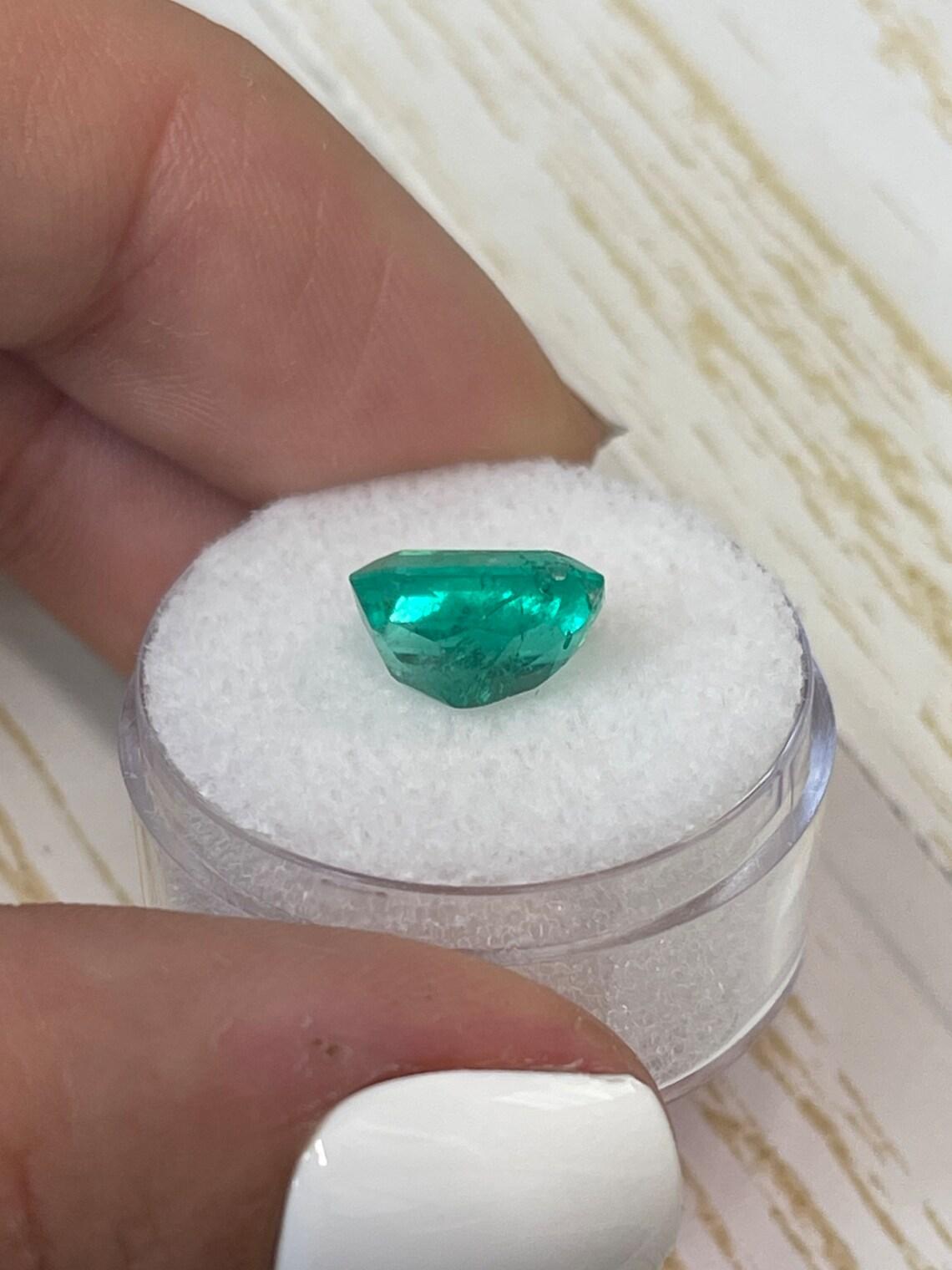 Esmeralda colombiana verde azulada mediana de 3,41 quilates 10x8 - Piedra auténtica del mes de mayo en venta 2