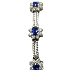 3.41 Carat Blue Sapphire & Diamond 14K White Gold Bracelet