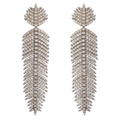 3.41 Carat Diamond Palm Leaf Drop Earrings