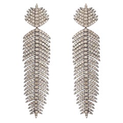 3.41 Carat Diamond Palm Leaf Drop Earrings