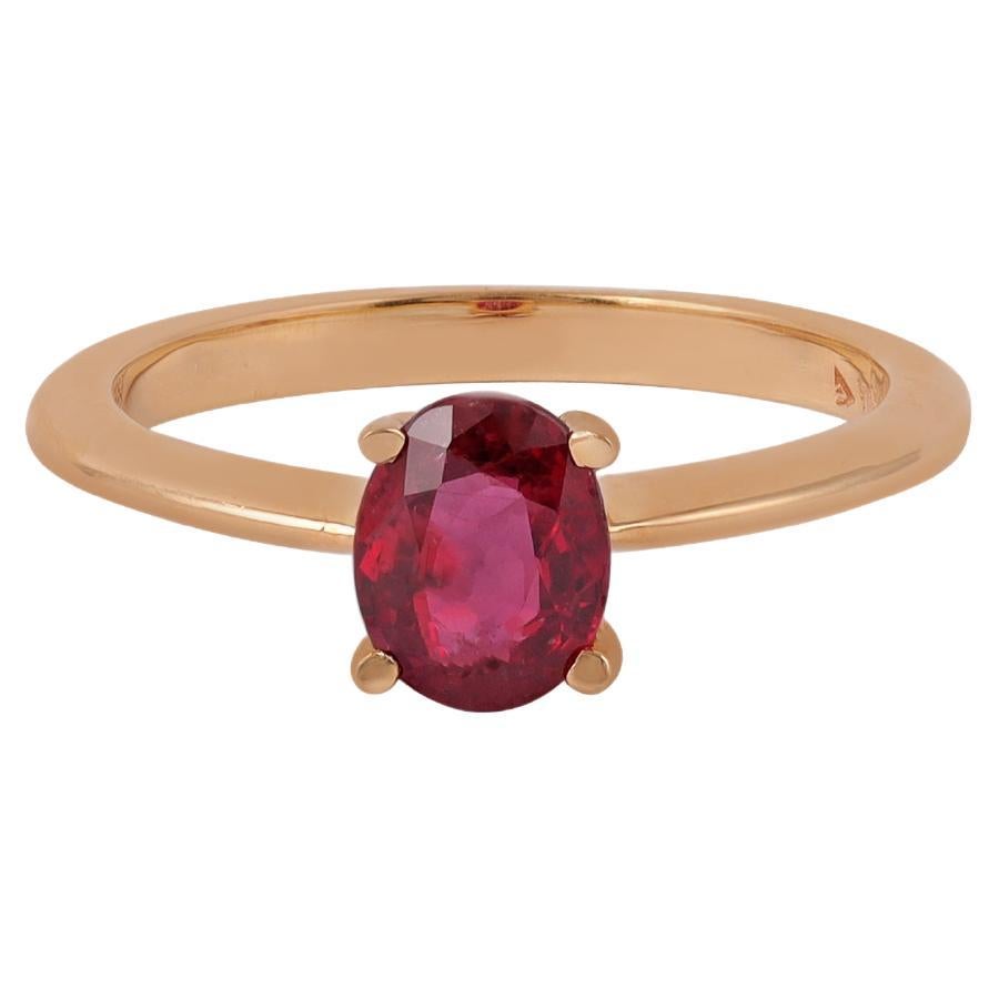 3.41 Carat Natural Mozambique Ruby Ring in 18k Solid Gold For Sale