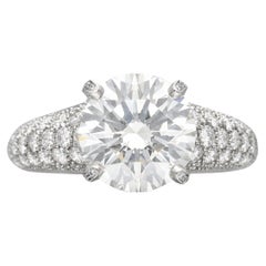 3.41 Carat Round Brilliant Diamond Ring Brilliant White 18K Gold Royalty