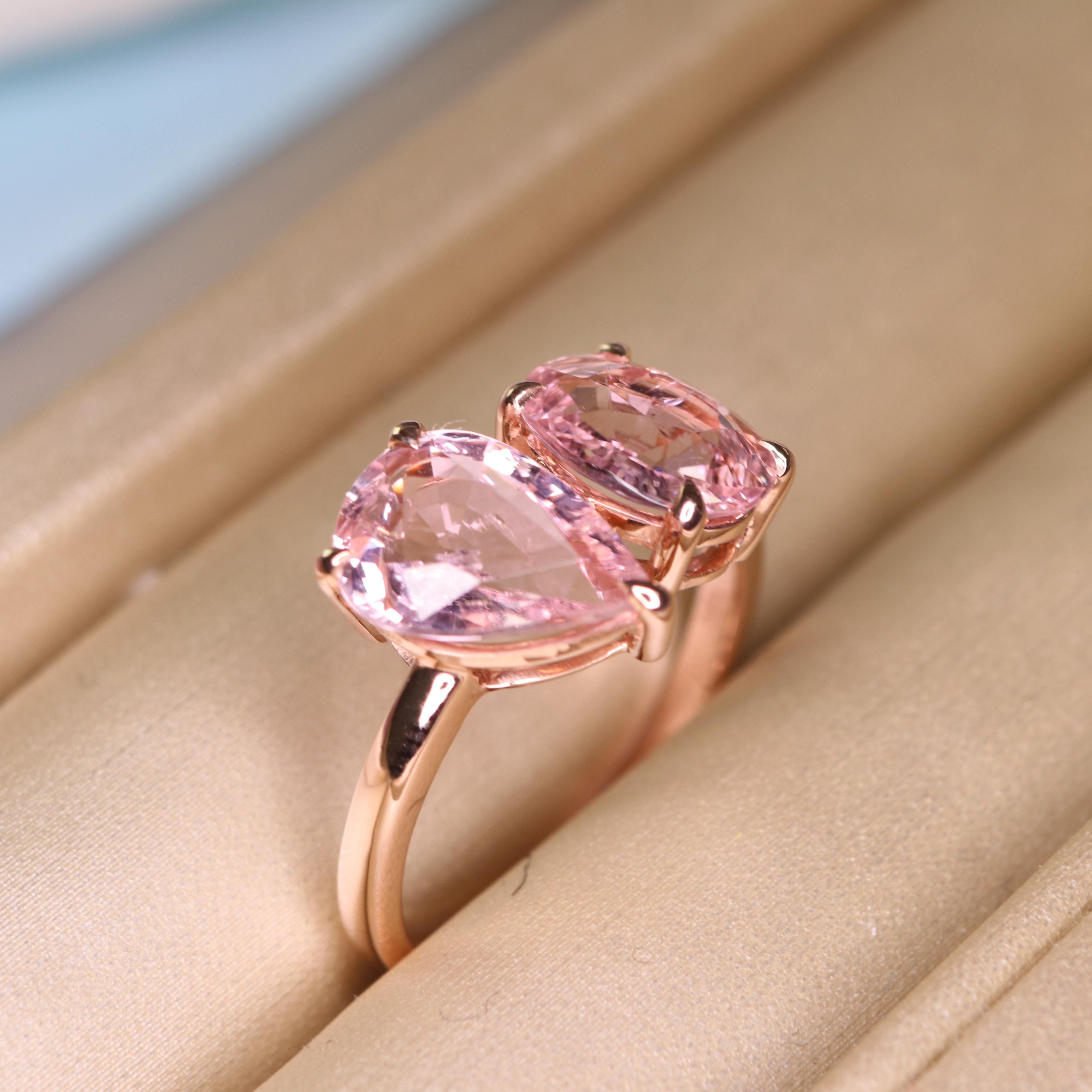 Women's 3.41 cts Pink Tourmaline Toi Et Moi Ring For Sale