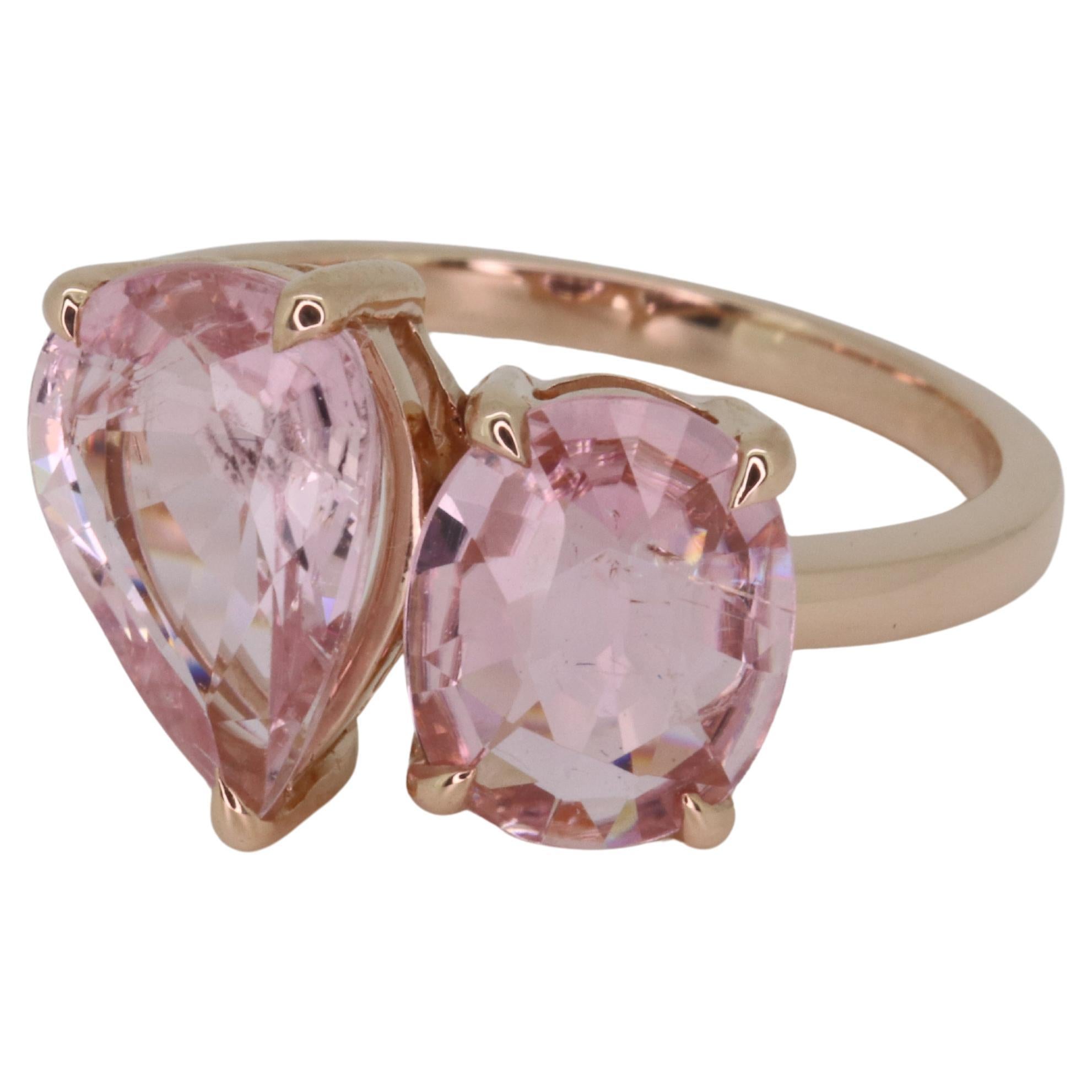 3.41 cts Pink Tourmaline Toi Et Moi Ring For Sale