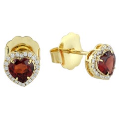 3.41 Garnet Diamond 14 Karat Gold Heart Ring