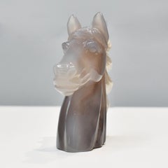341 Grams Hand-Carved Natural Agate Horse Head Sculpture Figurine Art Home Decor