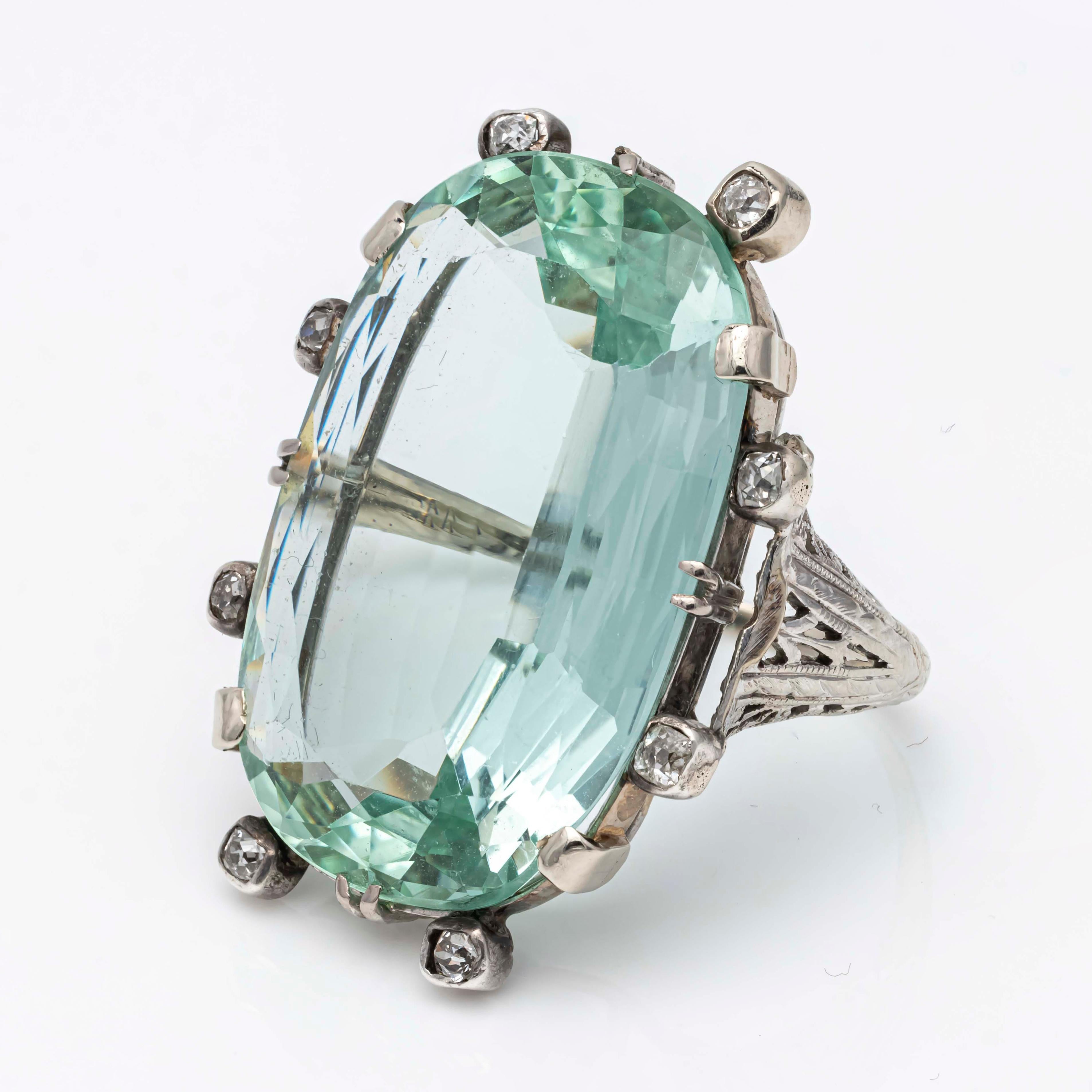 antique green diamond ring