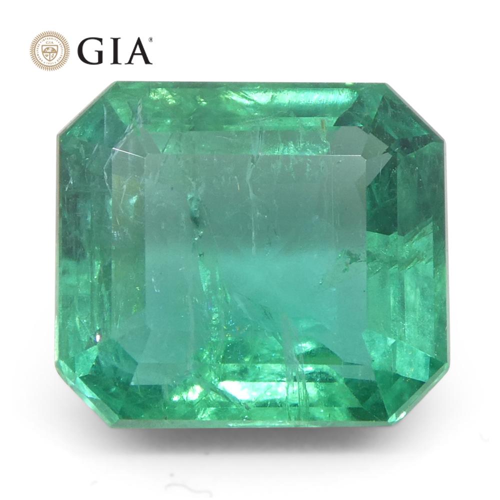 3,41 Karat Achteckiger/Emaragdschliff Grüner Smaragd GIA zertifiziert Zambia (F2) im Angebot 7