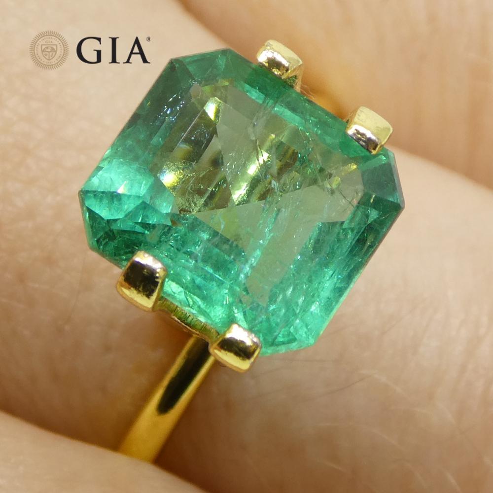 3,41 Karat Achteckiger/Emaragdschliff Grüner Smaragd GIA zertifiziert Zambia (F2) im Angebot 9