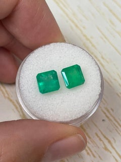 3.41tcw 7x7 Matching Colombian Emeralds - Asscher Cut Genuine Loose Pair