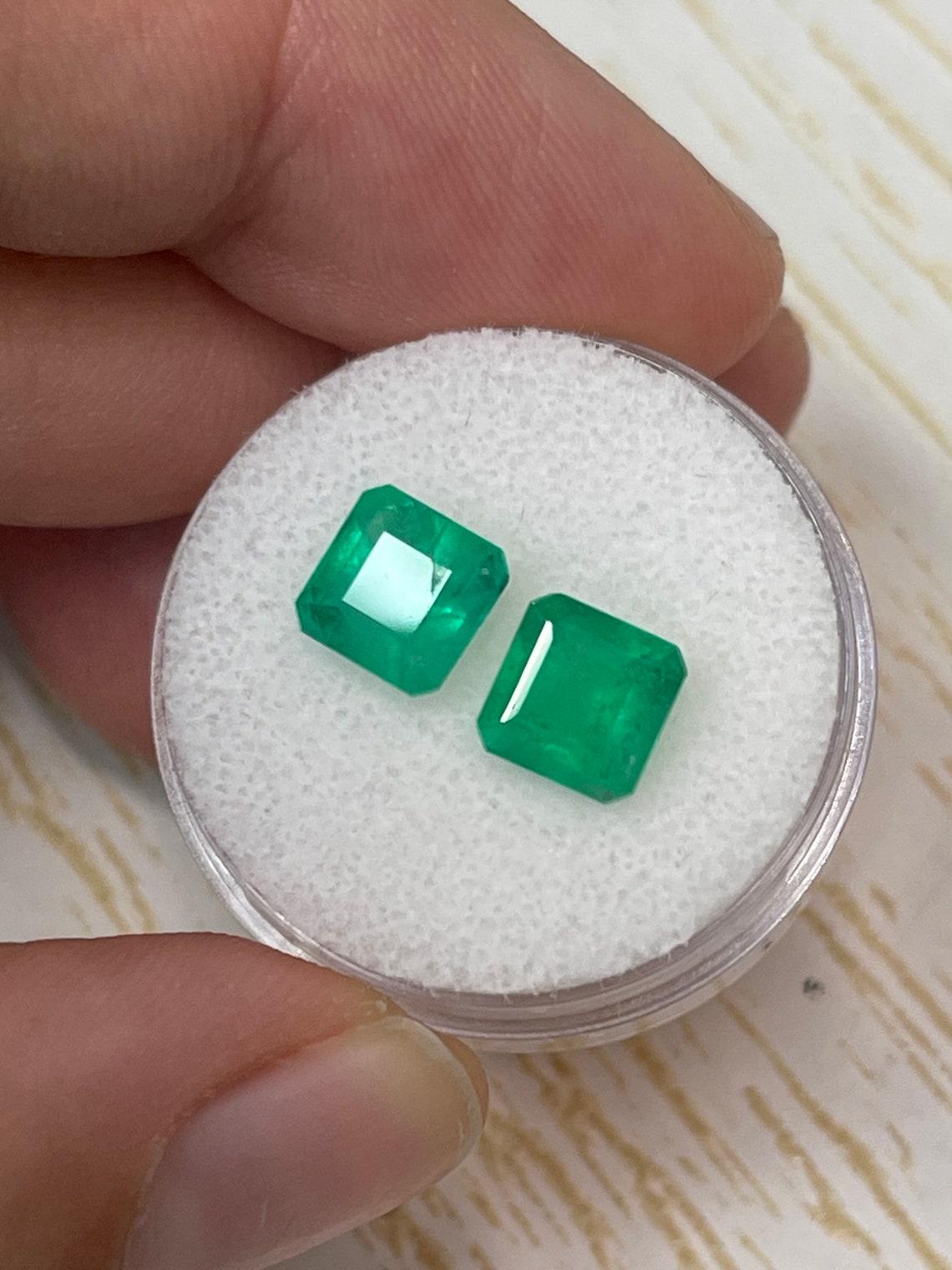 3,41tcw 7x7 passende kolumbianische Smaragde im Asscher-Schliff, echtes, loses Paar im Zustand „Neu“ im Angebot in Jupiter, FL