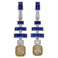 Pendientes de zafiro azul y diamantes de 3,42 quilates en oro blanco de 18 quilates Pendientes de zafiro azul y diamantes de 3,42 quilates en oro blanco de 18 quilates