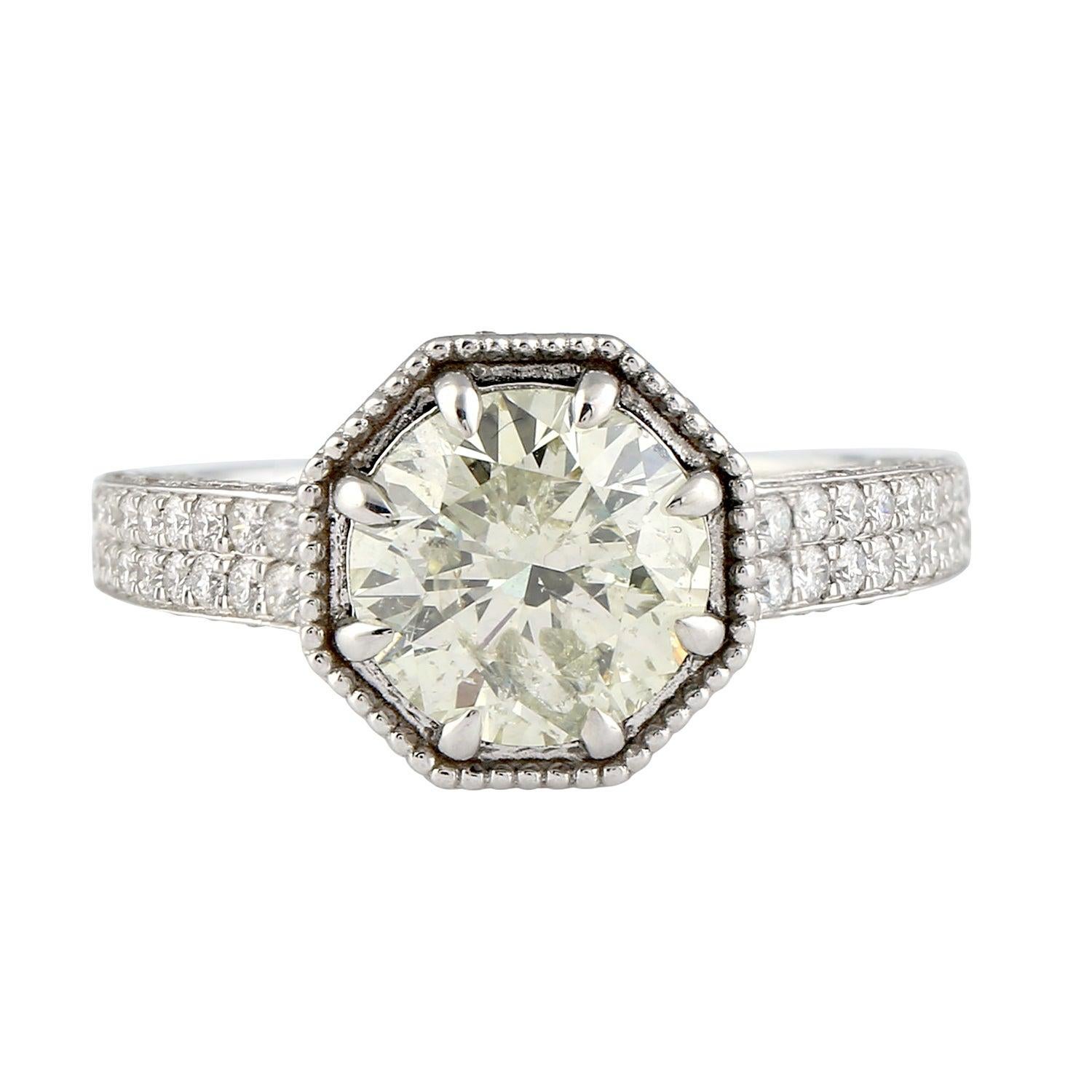 For Sale:  3.42 Carat Diamond 18 Karat Gold Engagement Ring 2