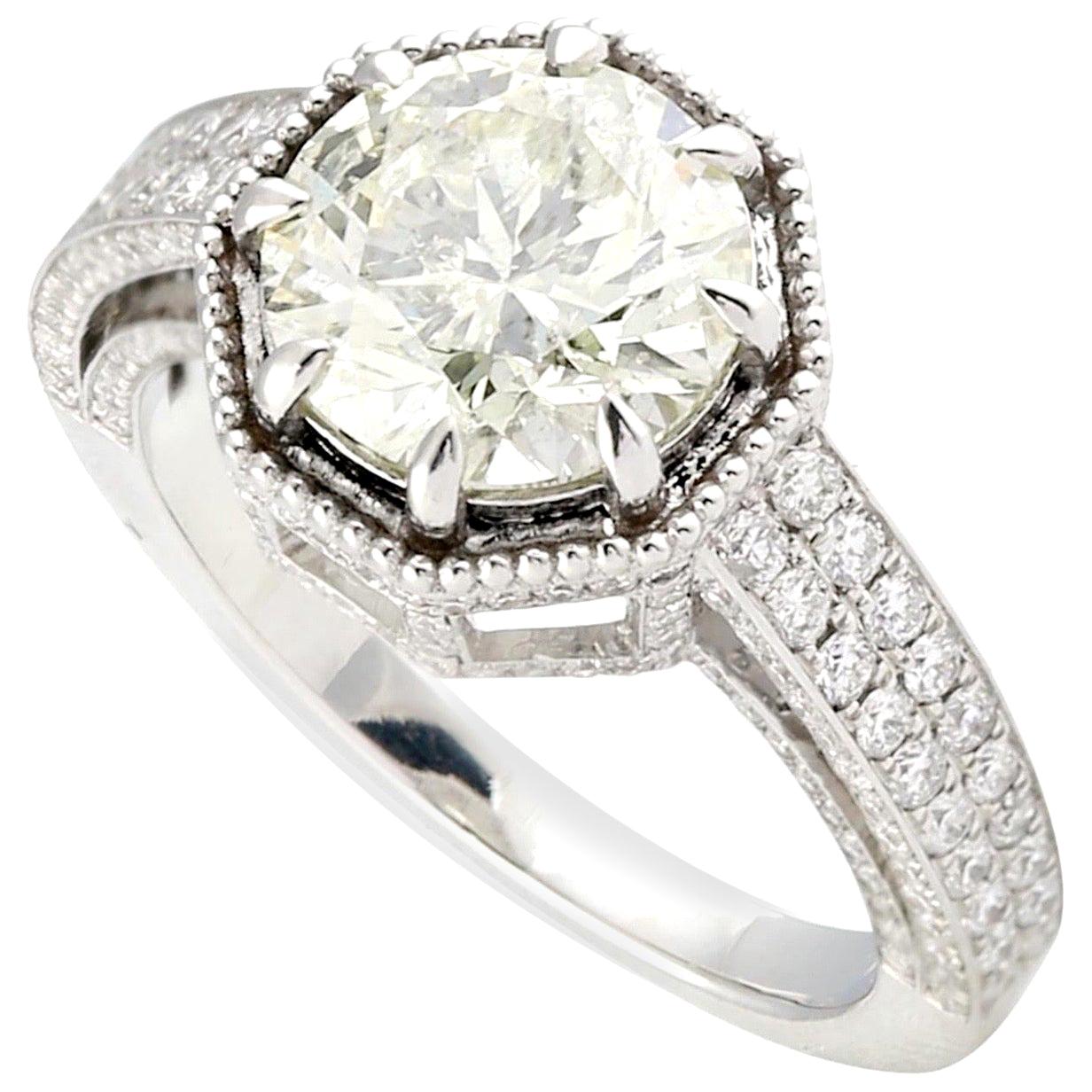 For Sale:  3.42 Carat Diamond 18 Karat Gold Engagement Ring