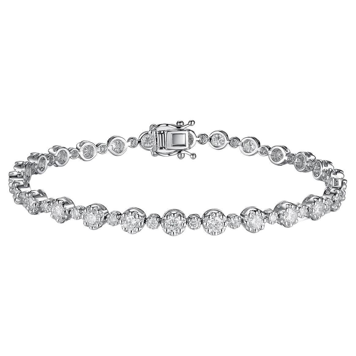 Cartier Essential Lines Tennis Bracelet in 18 White Gold 3.42 Carat For ...