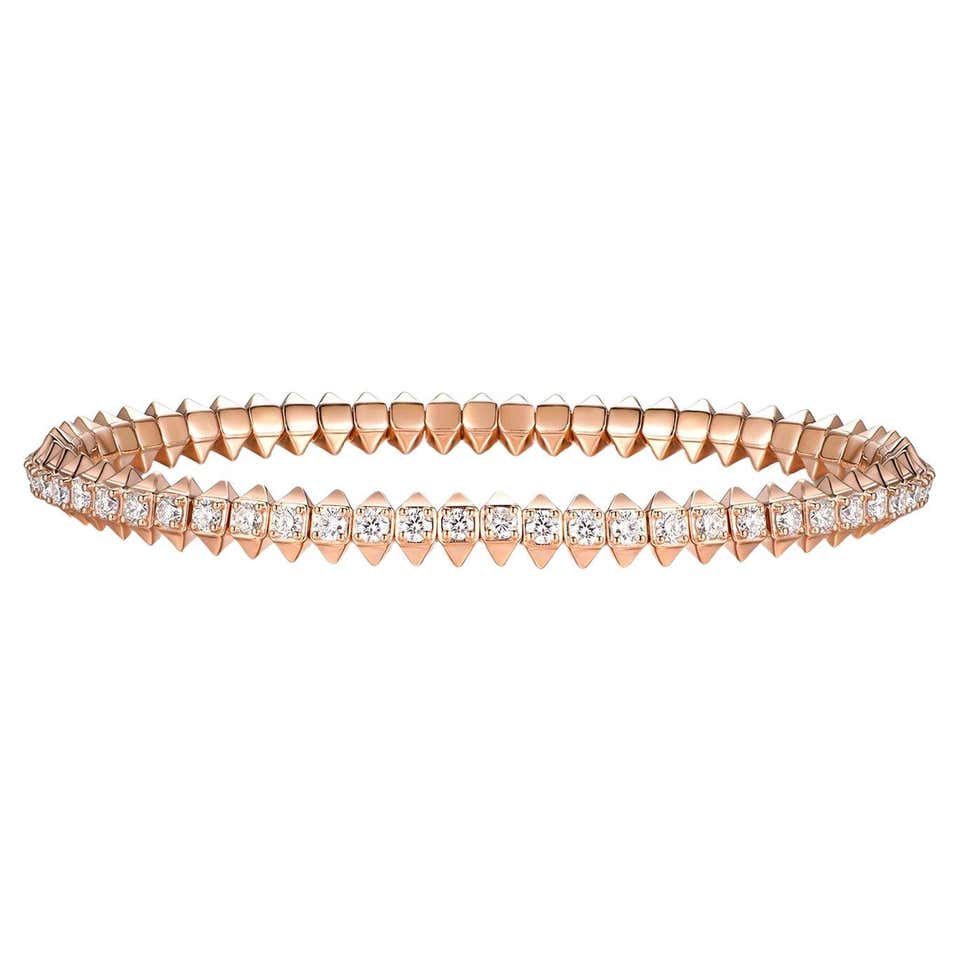 Quadro Id Bracelet in 18 Karat Rose Gold and White Diamonds For Sale at ...