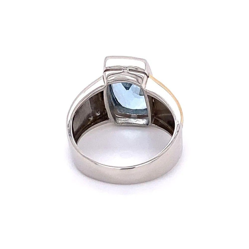 Platin-Statement-Ring mit 3,42 Karat Fancy Aquamarin und Diamant im Zustand „Hervorragend“ im Angebot in Montreal, QC