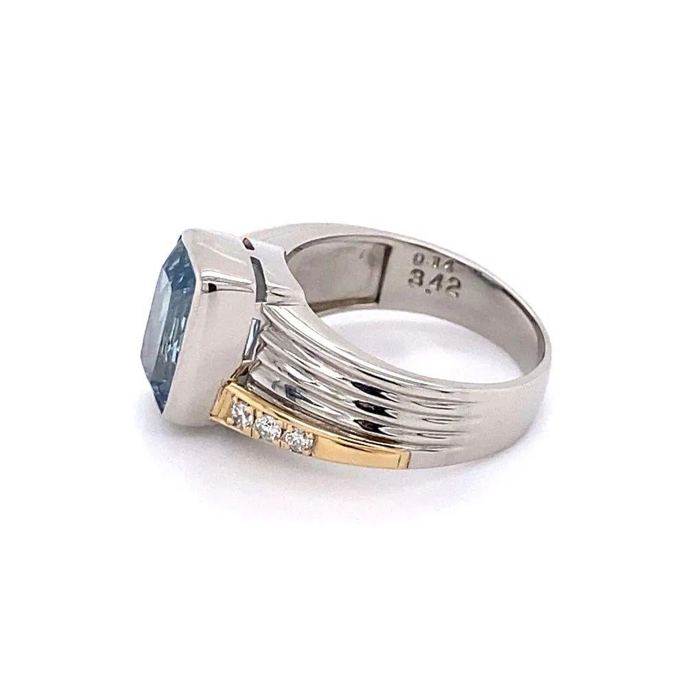 Platin-Statement-Ring mit 3,42 Karat Fancy Aquamarin und Diamant Damen im Angebot