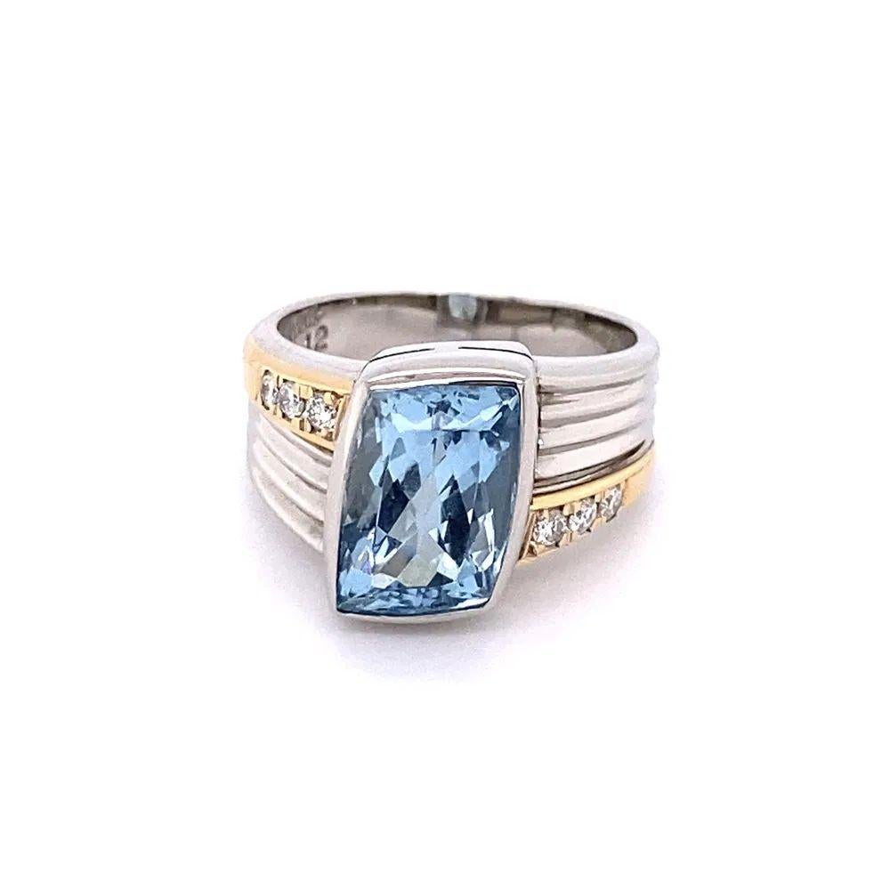 Platin-Statement-Ring mit 3,42 Karat Fancy Aquamarin und Diamant im Angebot 1