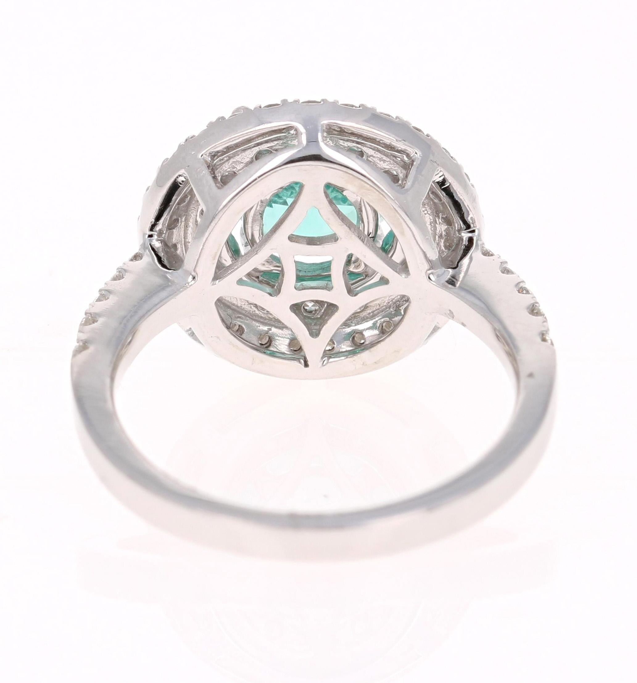 3.42 Carat Round Cut Apatite Diamond White Gold Engagement Ring In New Condition In Los Angeles, CA