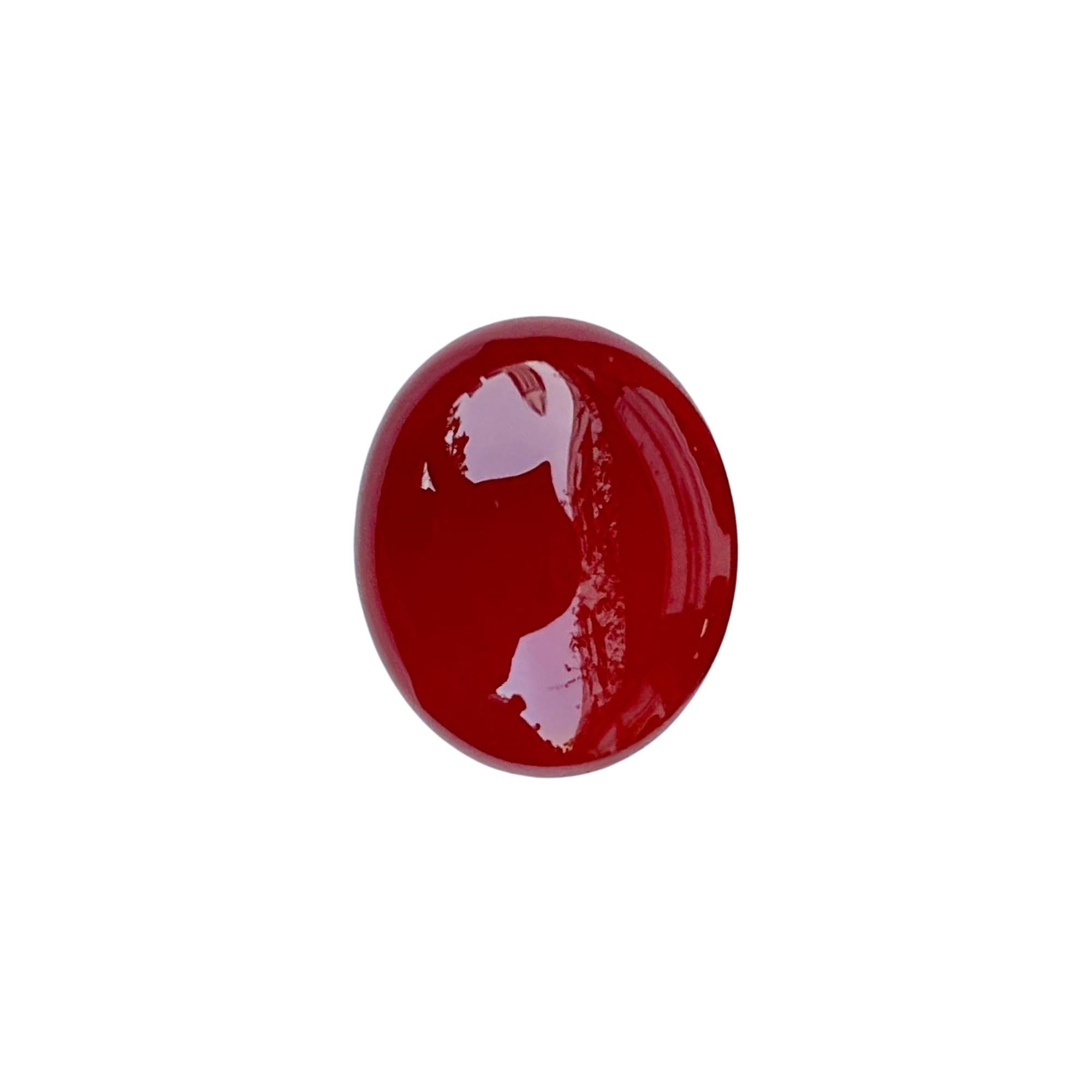 Pierre de cornaline rouge profond taille cabochon de 3,42 carats d'Inde 3