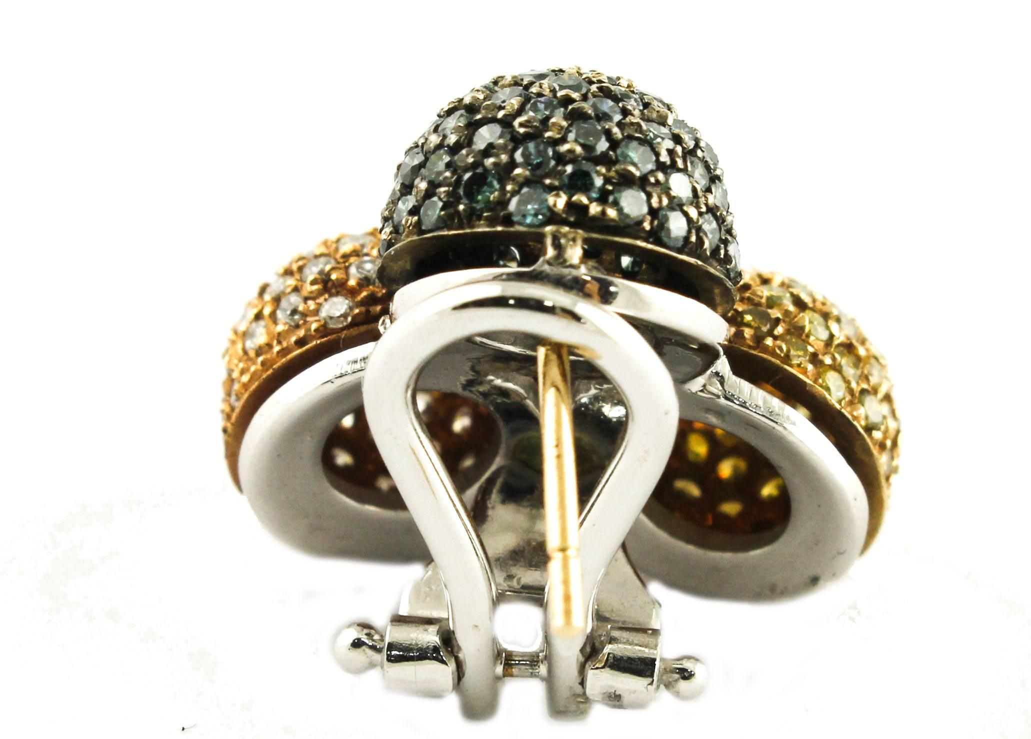 Contemporary  Fancy Diamond, 18 kt  Rose Gold Spheres Earrings For Sale