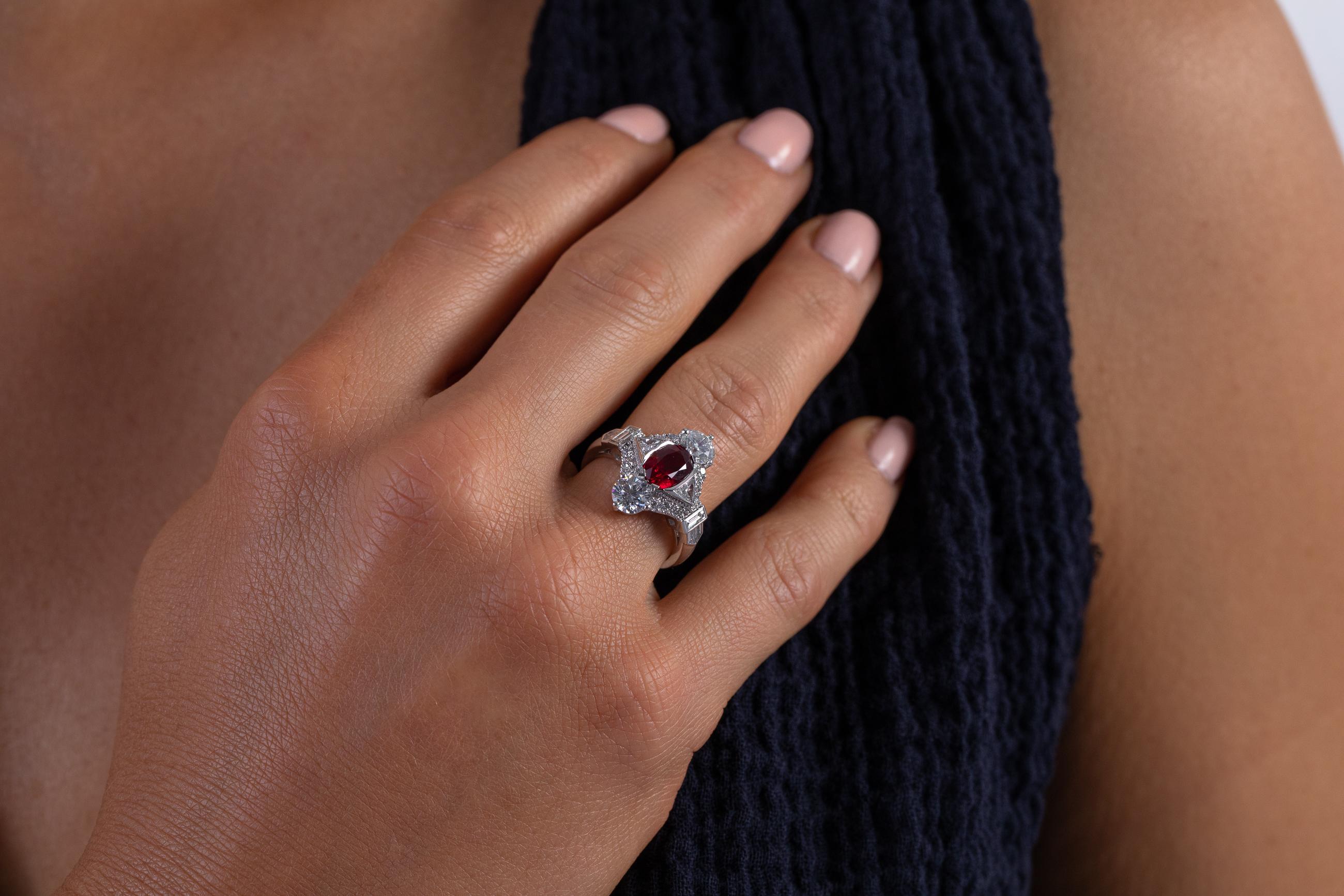 Contemporary 3.42 Carat Signature Ruby Diamond Ring For Sale
