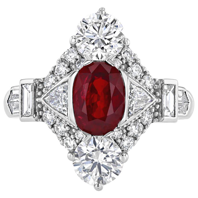 3.42 Carat Signature Ruby Diamond Ring For Sale