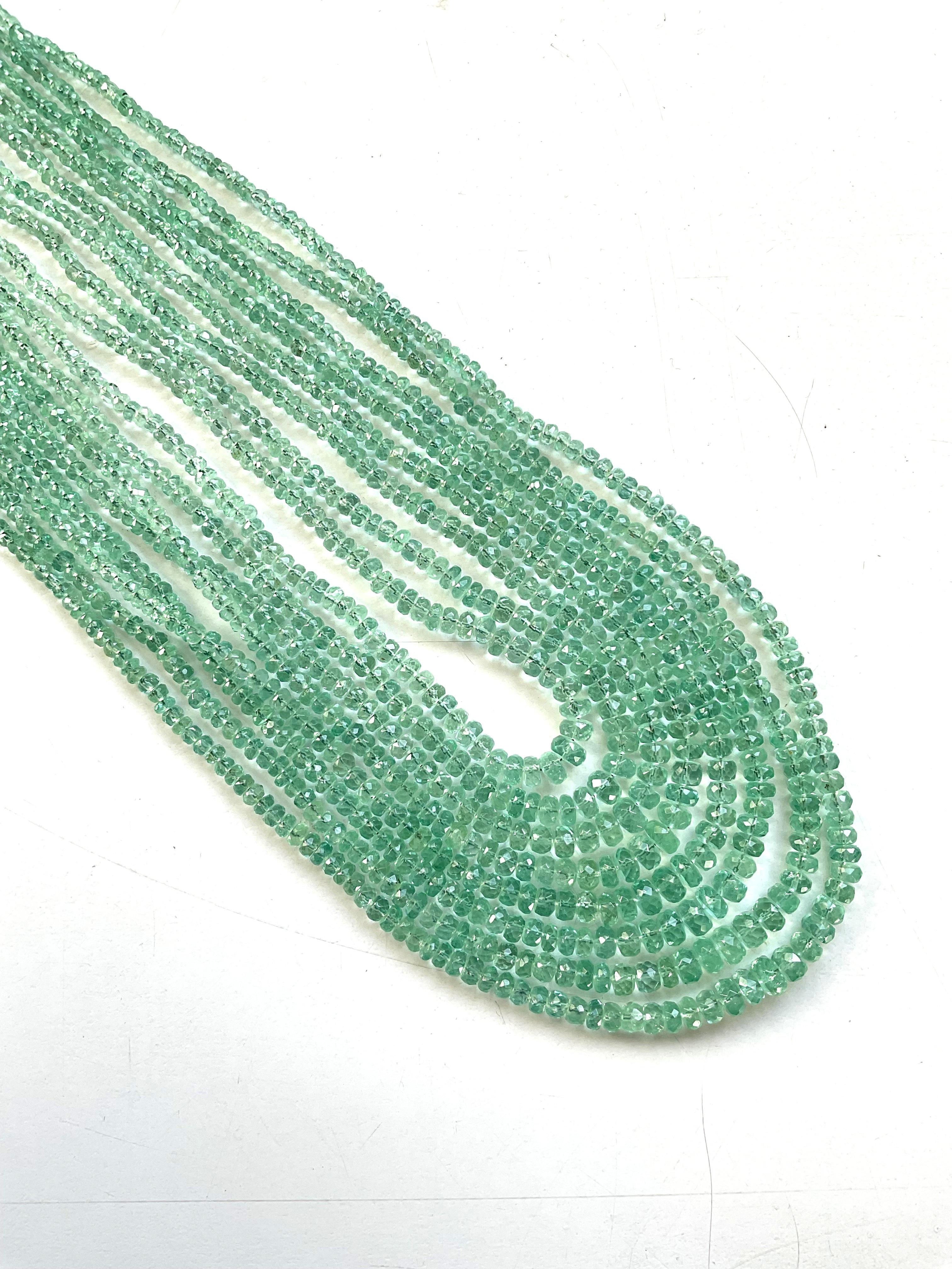342.09 Carats Panjshir Emerald Faceted Beads For Fine Jewelry Natural Gemstone (Perles à facettes en émeraude du Panjshir pour la joaillerie fine)
Pierre précieuse - Emeraude
Poids - 342,09 carats
Forme - Perles
Taille - 2,5 à 5 MM
Quantité - 8 ligne