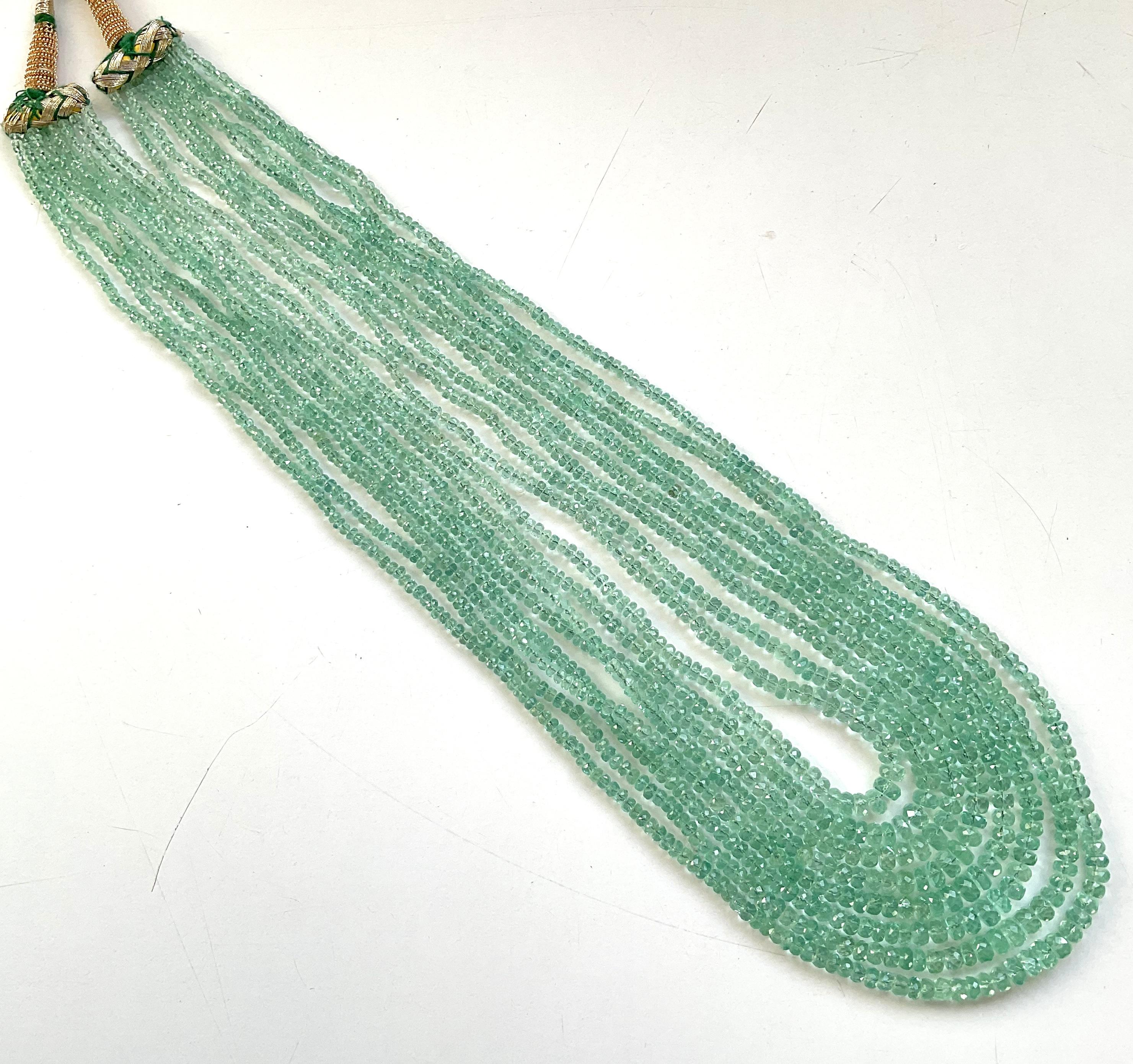 Art Deco 342.09 Carats Panjshir Emerald Faceted Beads For Fine Jewelry Natural Gemstone For Sale