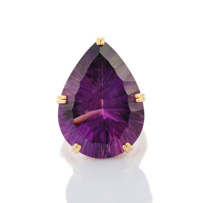 En vente :  34.23 CTW Amethyst Statement Cocktail Ring in 18k Solid Yellow Gold (Bague cocktail en améthyste en or jaune massif) 13