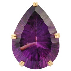 34.23 CTW Amethyst Statement Cocktail Ring in 18k Solid Yellow Gold (Bague cocktail en améthyste en or jaune massif)