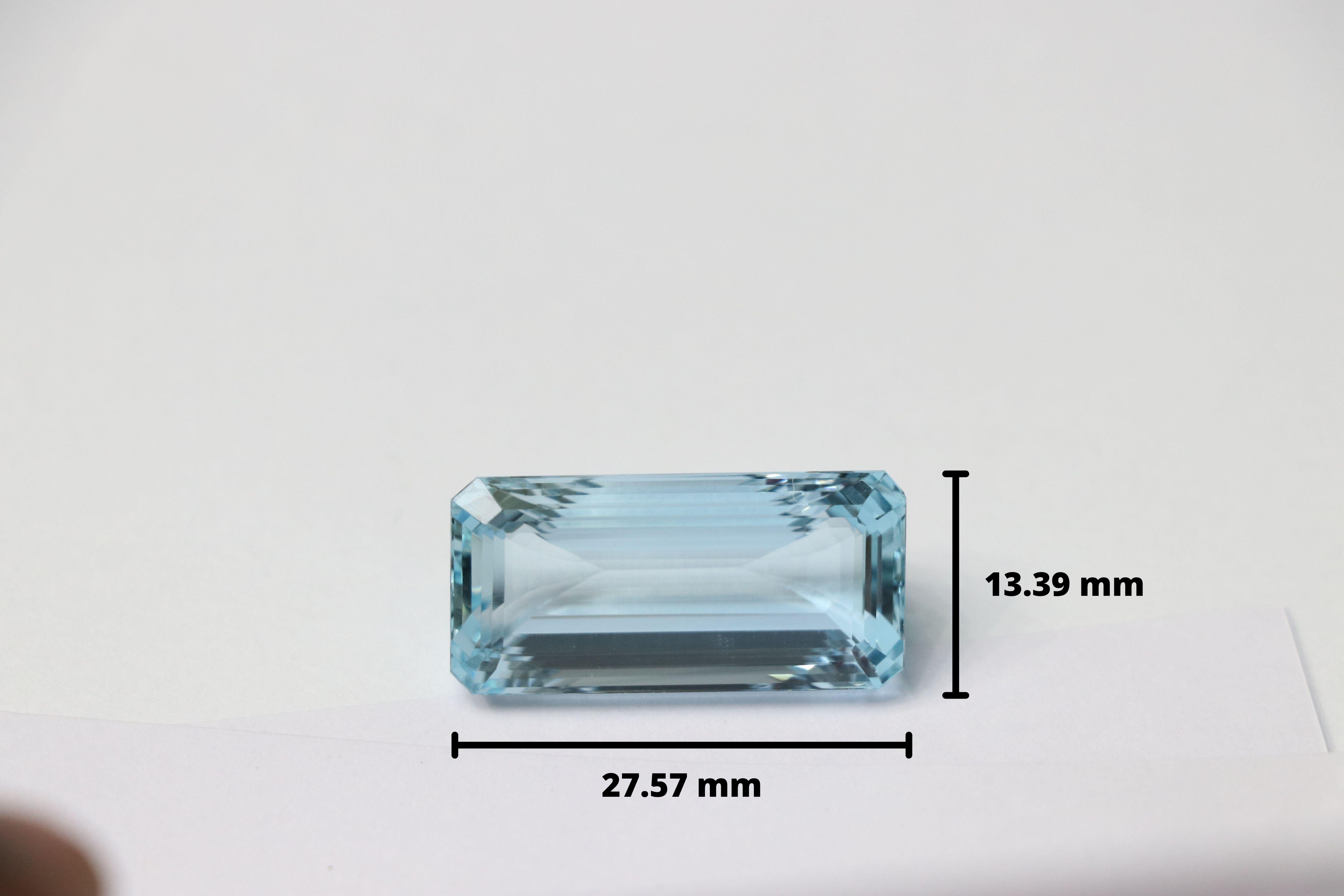 Artisan 34.25 Carat Aquamarine Emerald-Cut Unset Loose 3-Stone Ring Gemstone For Sale