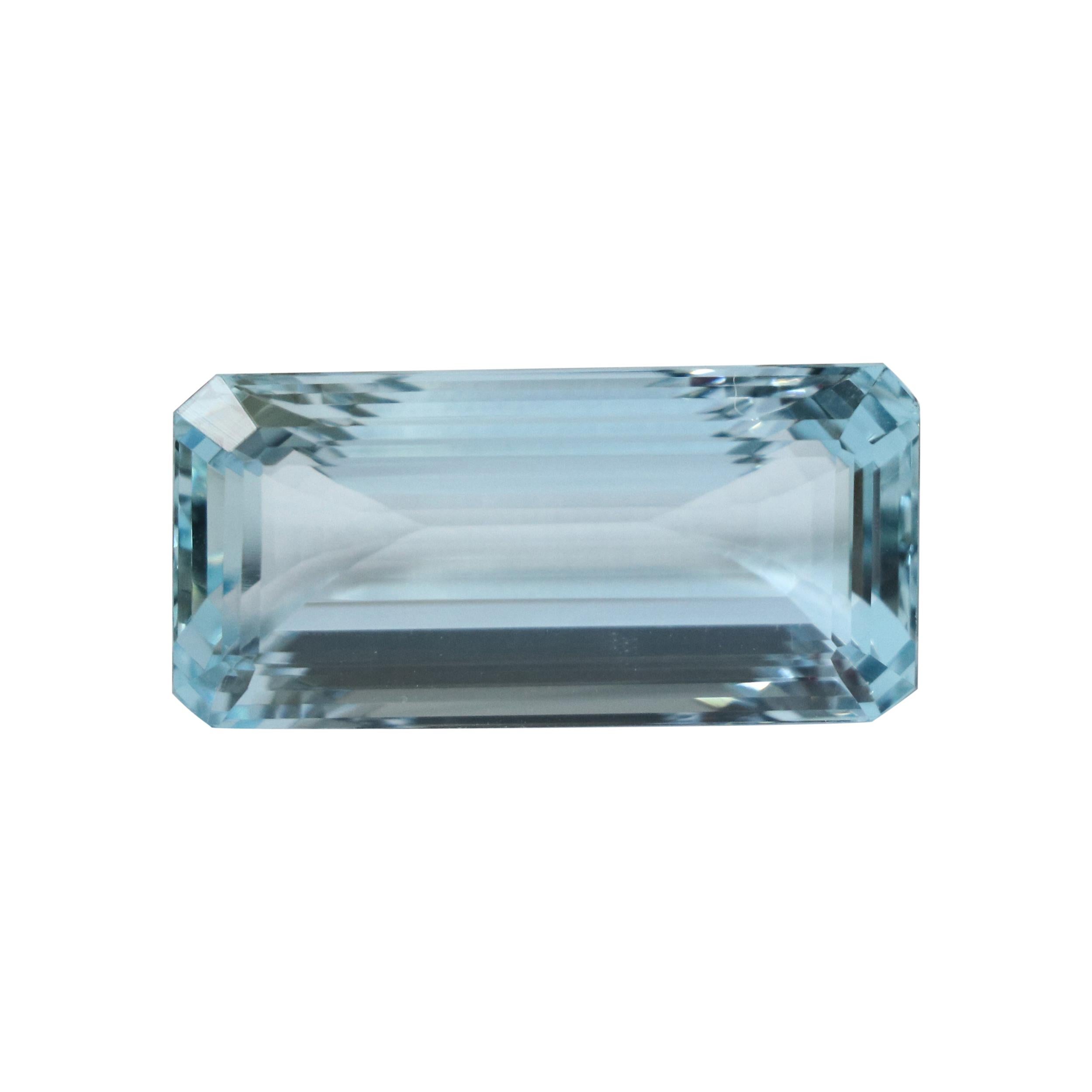 34.25 Carat Aquamarine Emerald-Cut Unset Loose 3-Stone Ring Gemstone For Sale