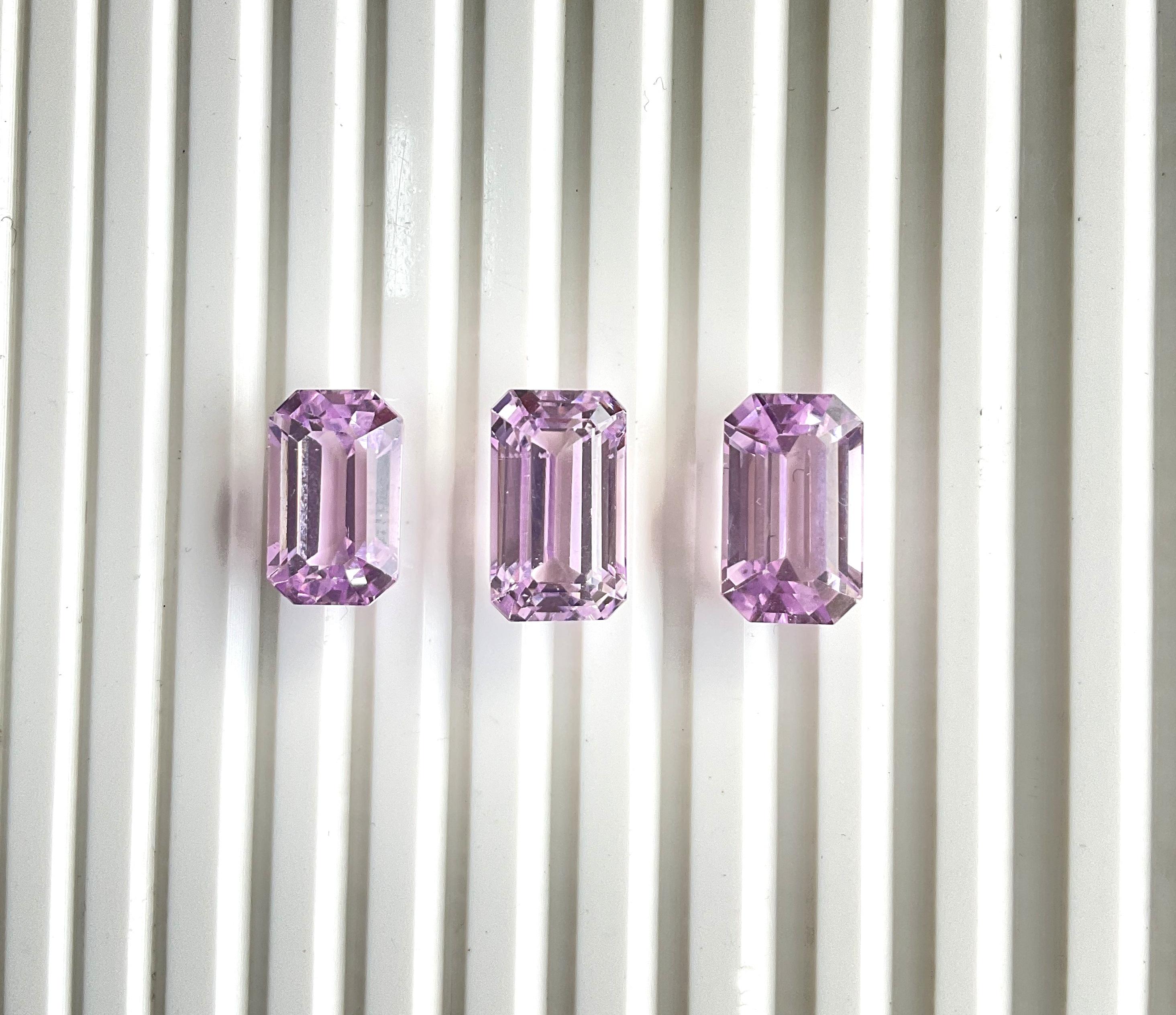 Art Deco 34.29 Carats Pink Kunzite Octagon Natural Cut Stones For Fine Gem Jewellery For Sale