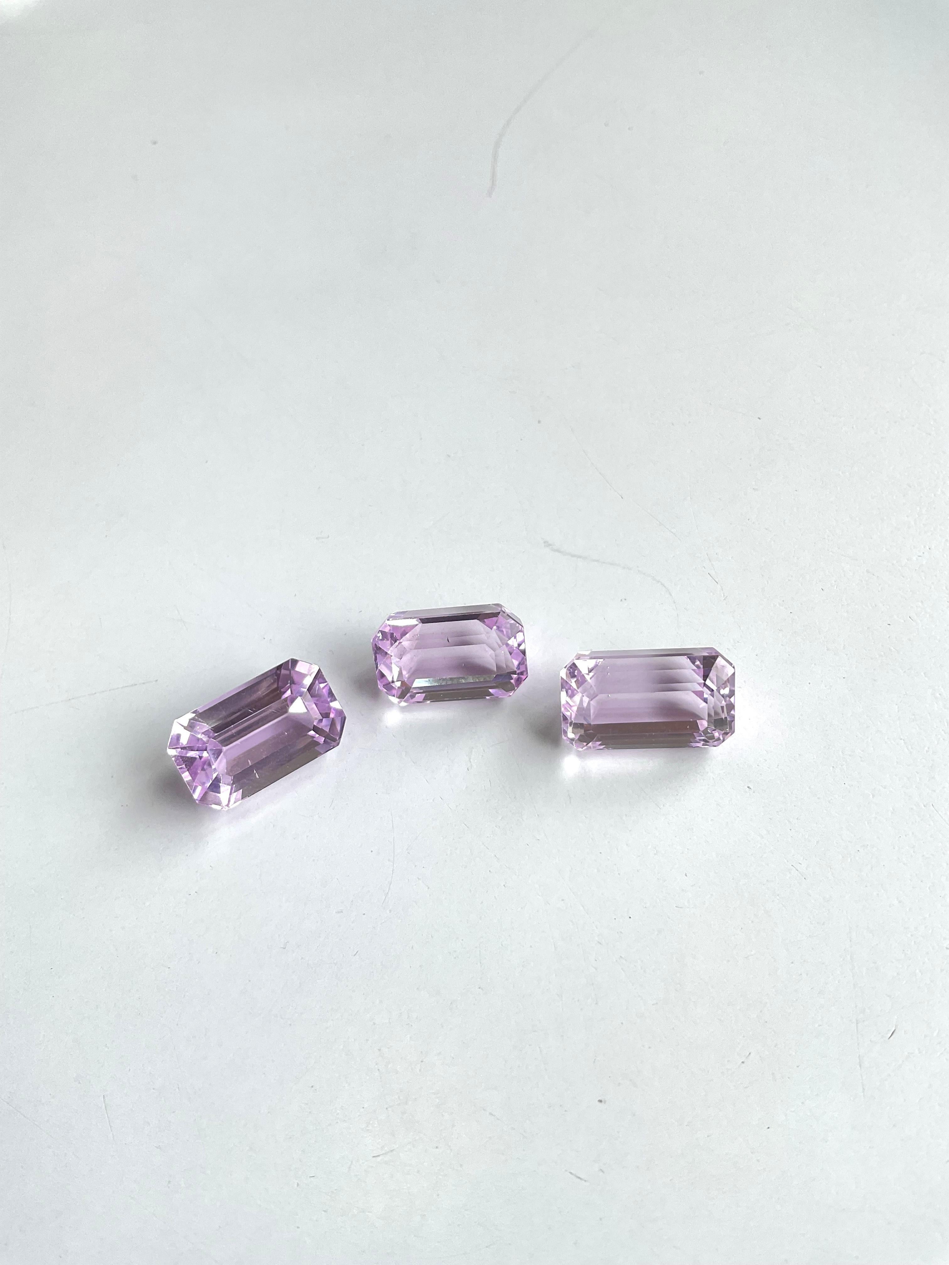 34.29 Carats Pink Kunzite Octagon Natural Cut Stones For Fine Gem Jewellery For Sale 2